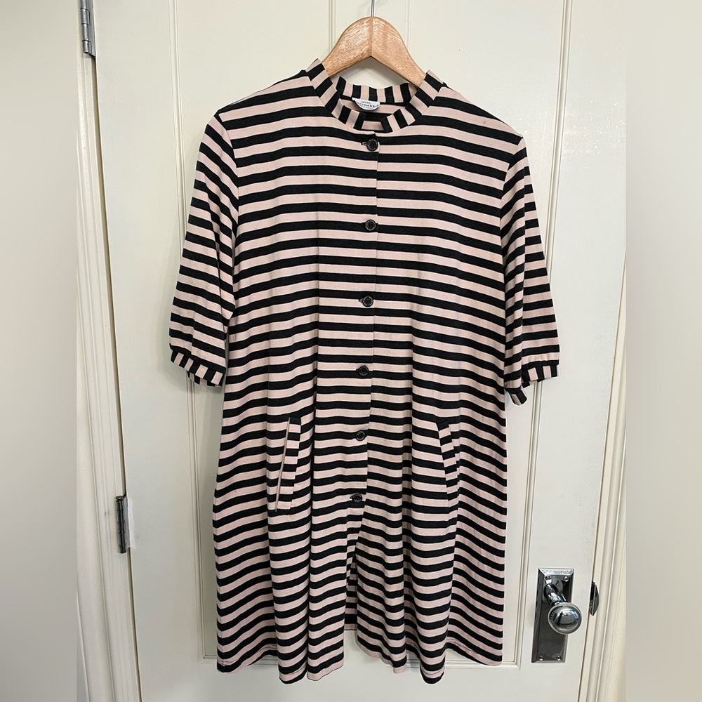 Marimekko Finland short sleeve grey and mauve a-line dress, size M